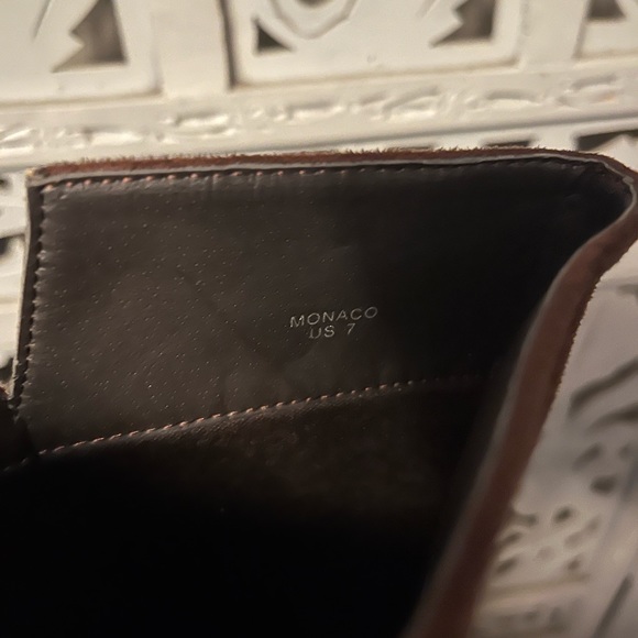 MONACO Simply lovely brown & tan suede style chunk heel zip up tall boots - Picture 7 of 7